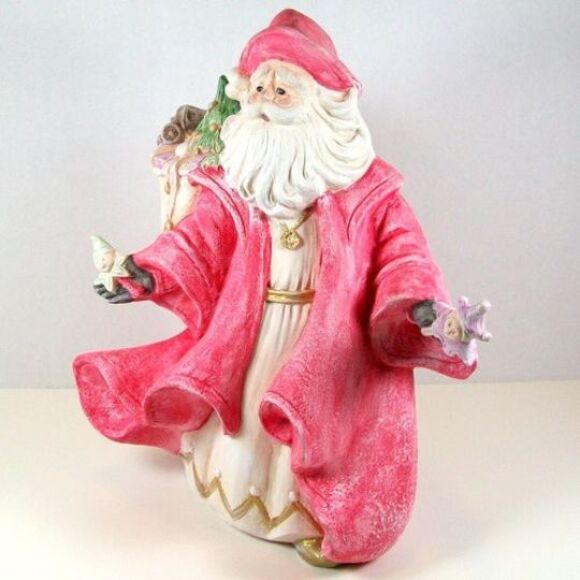 Santa Figurine & Bag of Toys, Handcrafted, Handpainted Ceramic Christmas Decor - Picture 5 of 6